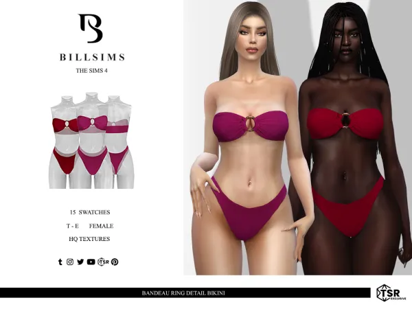 Alpha Bandeau Ring Detail Bikini ( ) by simsfinds - The Sims 4 Custom Content