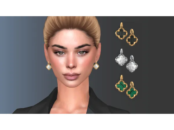Alpha NataliS Office sirens clover earrings - The Sims 4 Custom Content