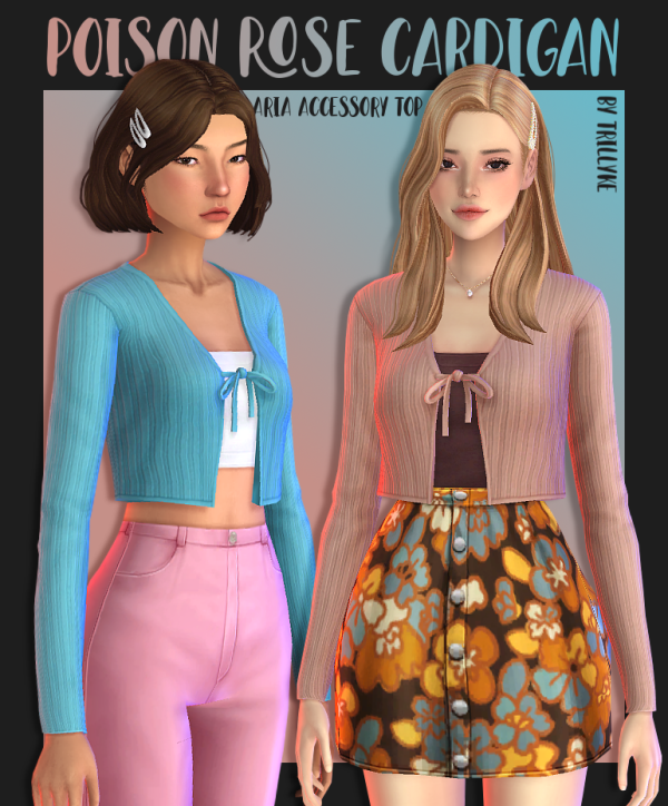 Maxis Match Poison Rose Cardigan Aria Accessory Tops by simsfinds - The Sims 4 Custom Content