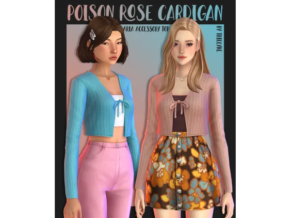 Maxis Match Poison Rose Cardigan Aria Accessory Tops by trillyke - The Sims 4 Custom Content