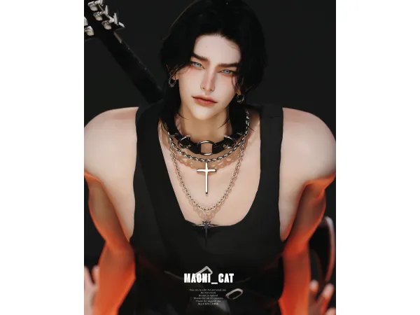 Alpha [Maoni_cat]Necklace No5 Heavy Meta by Maonicat - The Sims 4 Custom Content