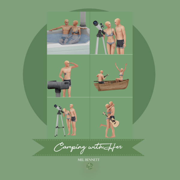Mix Camping With Her Posepack by melbennett - The Sims 4 Custom Content