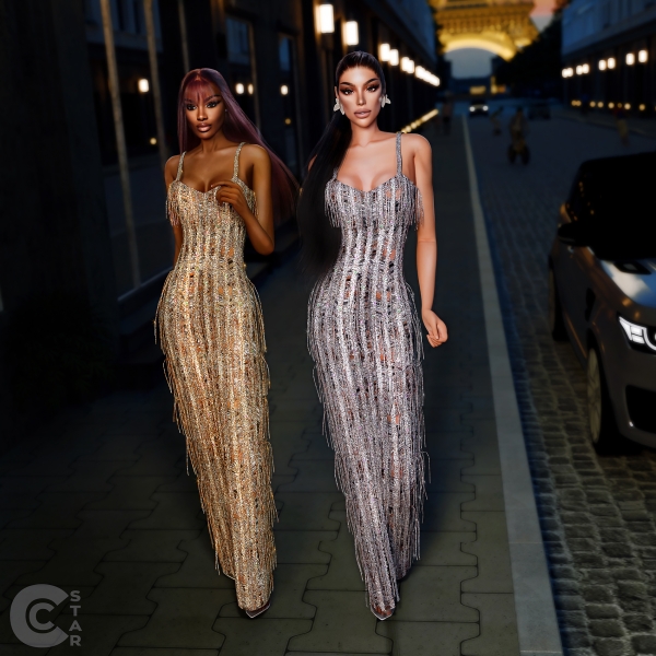 Alpha Metallic Hourglass Jewelry Gown cool_content_star by cool_content_star - The Sims 4 Custom Content
