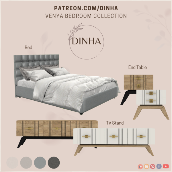 Mix Venya Bedroom Collection by dinhagamer - The Sims 4 Custom Content