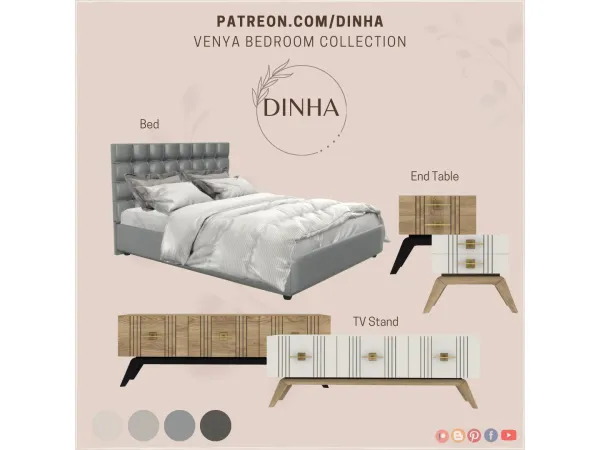 Mix Venya Bedroom Collection - The Sims 4 Custom Content