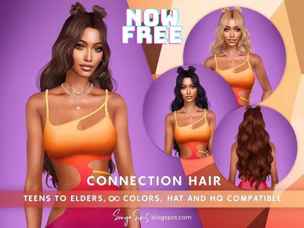 Alpha Connection Hair NOW PUBLIC by sonyasims - The Sims 4 Custom Content