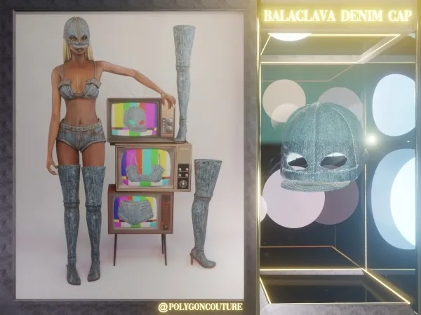 Alpha Balaclava Denim Cap - The Sims 4 Custom Content