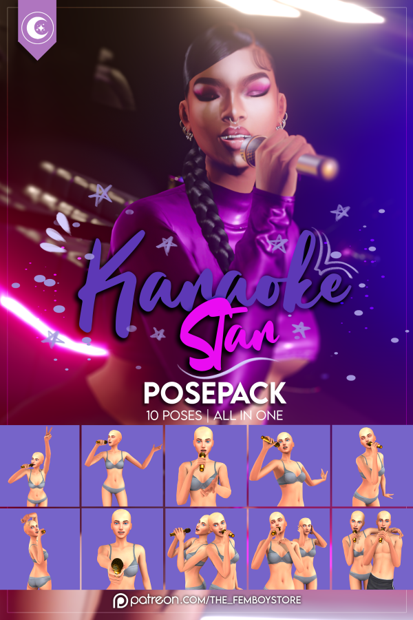 Mix [FEMBOY] Karaoke Star Posepack by simsfinds - The Sims 4 Custom Content