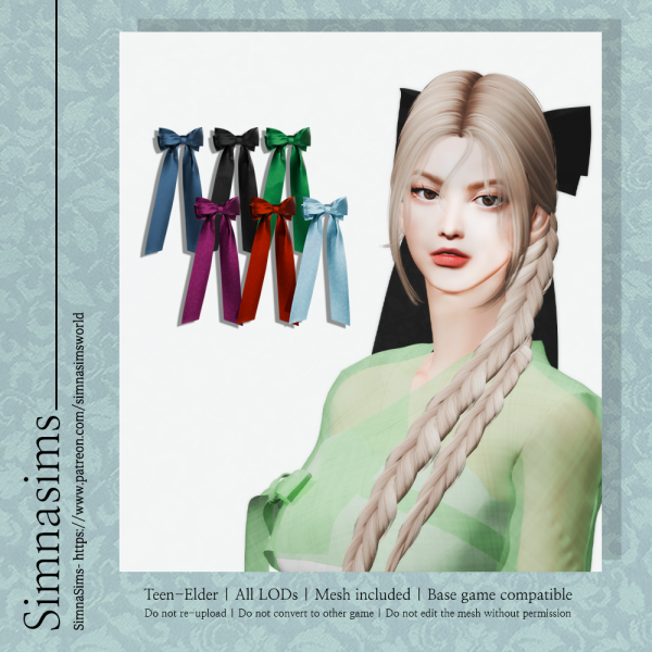 Alpha Ditto Hanbok Head Ribbon by simsfinds - The Sims 4 Custom Content