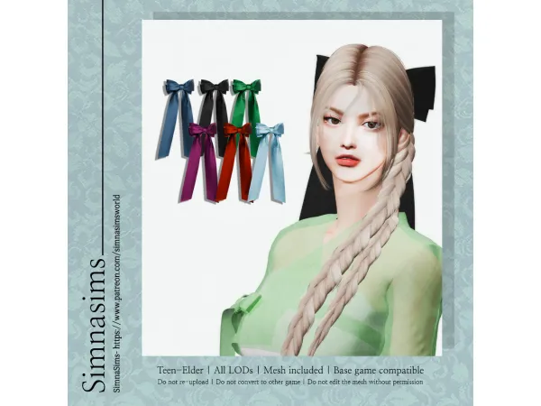 Alpha Ditto Hanbok Head Ribbon by simnasimsworld - The Sims 4 Custom Content