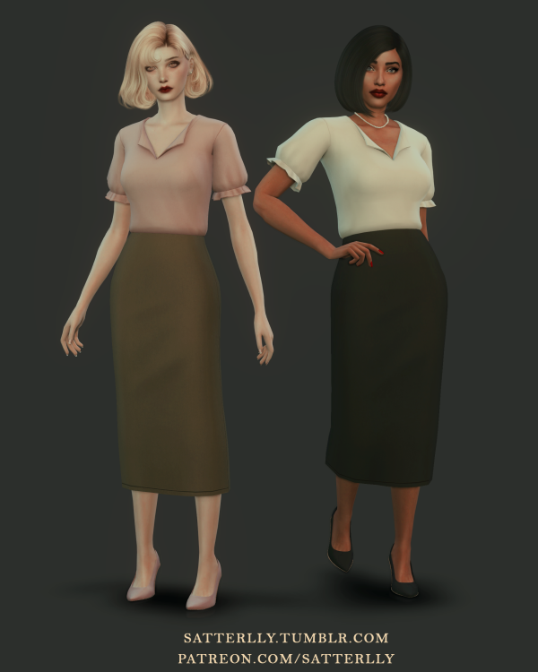 Maxis Match Formal skirt and blouse outfit 3 by simsfinds - The Sims 4 Custom Content