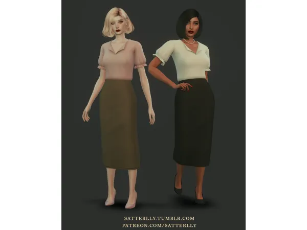 Maxis Match Formal skirt and blouse outfit 3 by satterlly - The Sims 4 Custom Content
