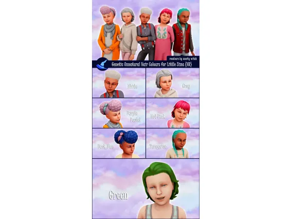 Maxis Match Genetic Unnatural Hair Colours for Little Sims (Horse Ranch) - The Sims 4 Custom Content
