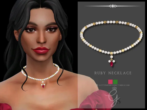 Alpha Ruby Necklace by GlitterberryFly - The Sims 4 Custom Content