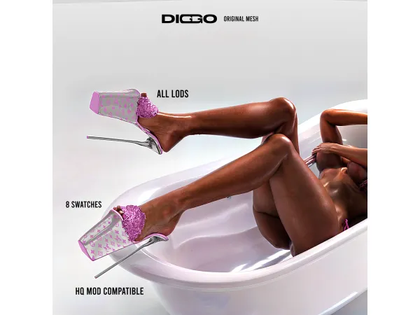 Mix DIGGO Jline Fur Heels - The Sims 4 Custom Content