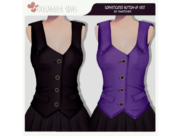 Alpha Sophisticated Button Up Vest (Public now) by guemarasims - The Sims 4 Custom Content