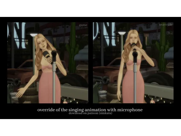 Mix override of the singing animation with microphone by simkatu - The Sims 4 Custom Content