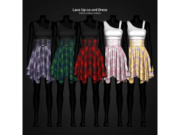 Alpha Lace Up co ord Dress by gorillax3 - The Sims 4 Custom Content