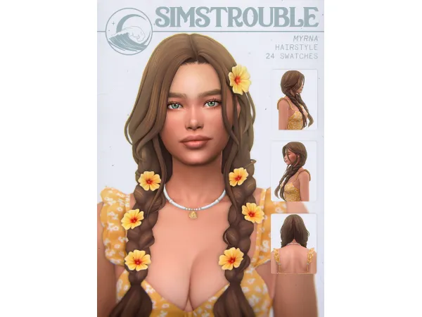 Myrna Hairstyle (4 Versions) by simstrouble by simstrouble