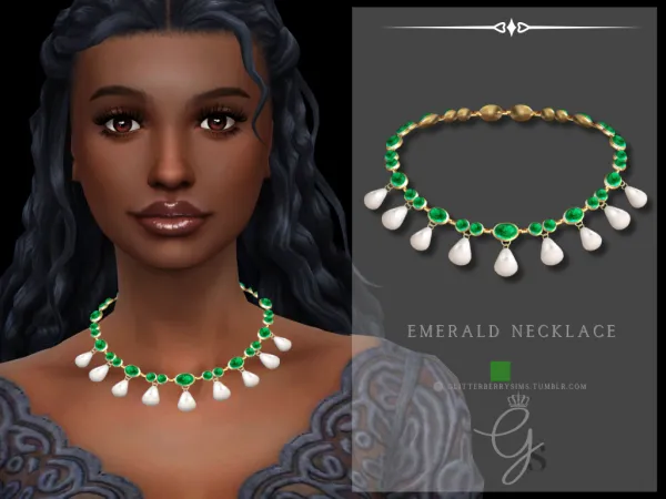 Alpha Emerald Necklace by GlitterberryFly - The Sims 4 Custom Content