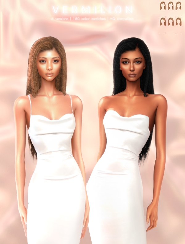 Alpha Vermilion Hairstyle by greenteahoney - The Sims 4 Custom Content