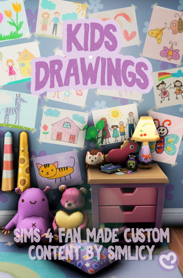 Maxis Match Kids Drawings Custom Content by simsfinds - The Sims 4 Custom Content