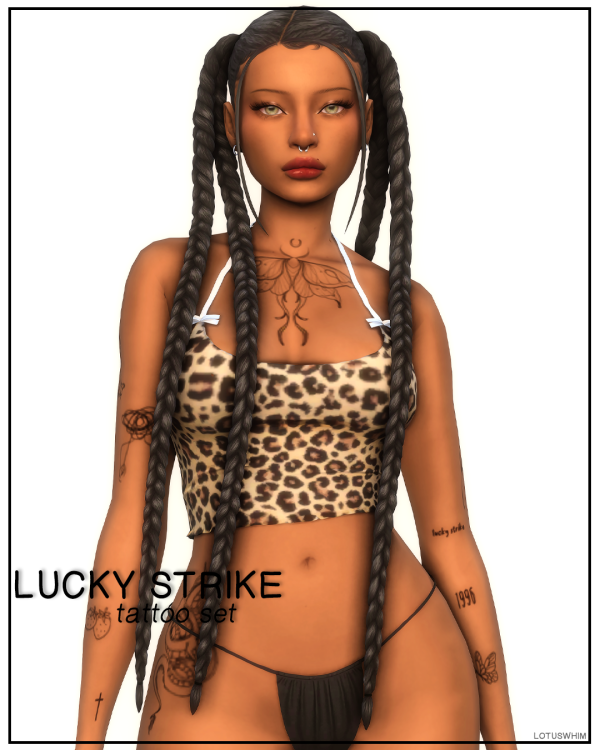 Mix lucky strike tattoo set by lotuswhimcc - The Sims 4 Custom Content