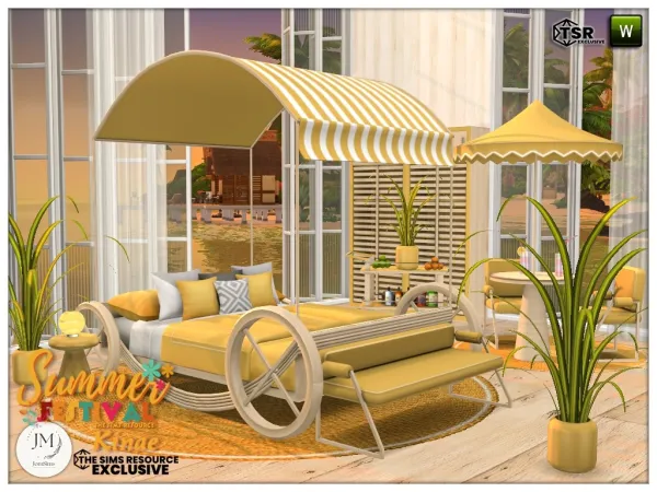 Alpha Summer festival Kinae bedroom 2 set - The Sims 4 Custom Content