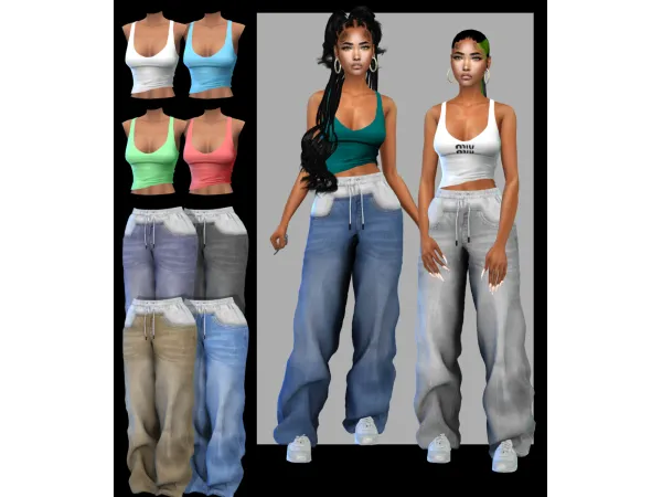 Alpha Joggers denim Top - The Sims 4 Custom Content