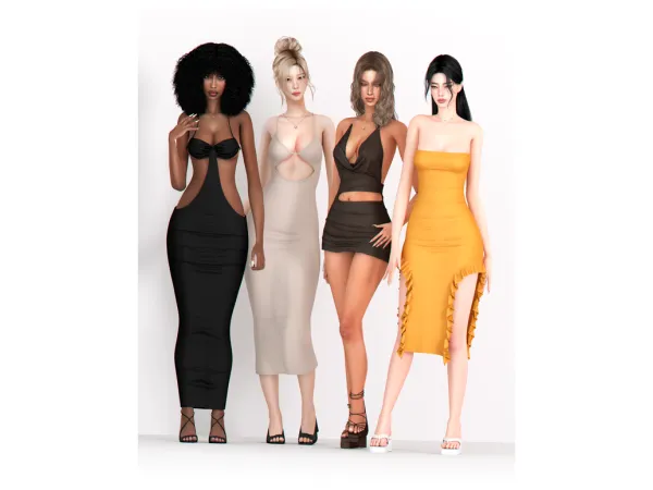 Mix Beach Resort Dresses Collection by backtrackcc - The Sims 4 Custom Content