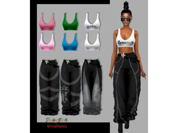Alpha Joggers crop Top - The Sims 4 Custom Content