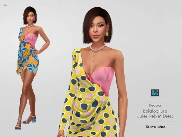 Alpha Belaloallure Jules Velvet Dress RC - The Sims 4 Custom Content
