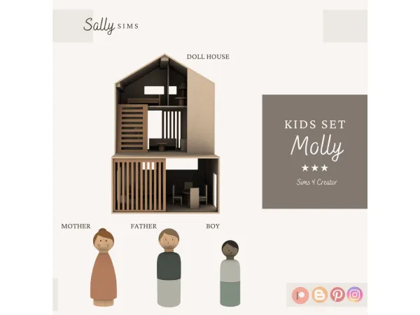 Alpha Kids Set MOLLY (Doll House) - The Sims 4 Custom Content