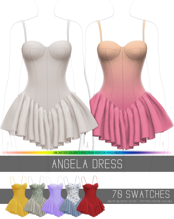 Alpha ANGELA DRESS by simsfinds - The Sims 4 Custom Content