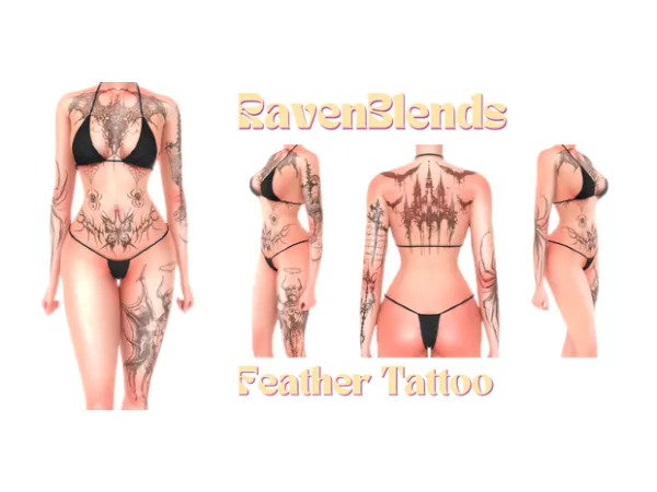 Mix Feather Tattoo by RavenBlends - The Sims 4 Custom Content
