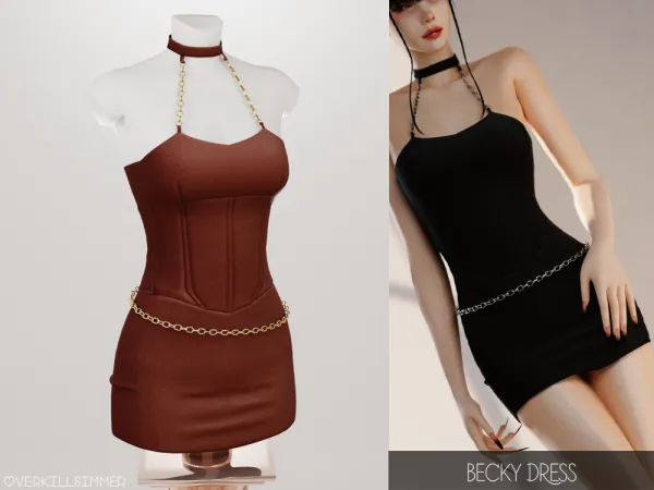 Alpha Becky dress by overkillsimmer - The Sims 4 Custom Content