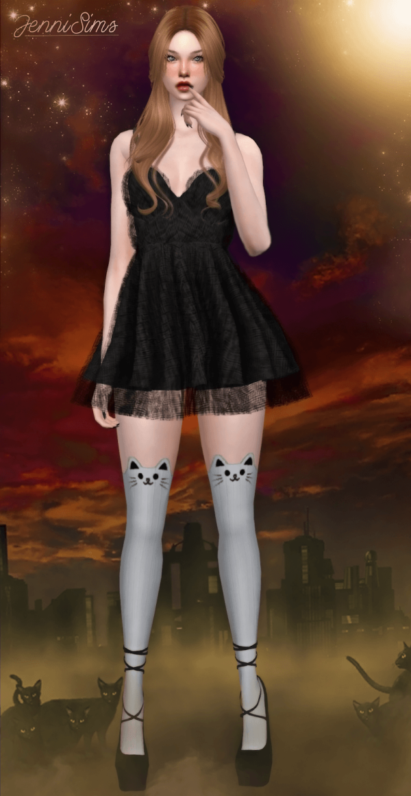 Maxis Match Cat Thigh Stockings Jennisims by simsfinds - The Sims 4 Custom Content