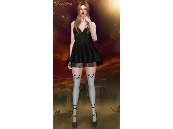 Maxis Match Cat Thigh Stockings Jennisims by Jennifer - The Sims 4 Custom Content