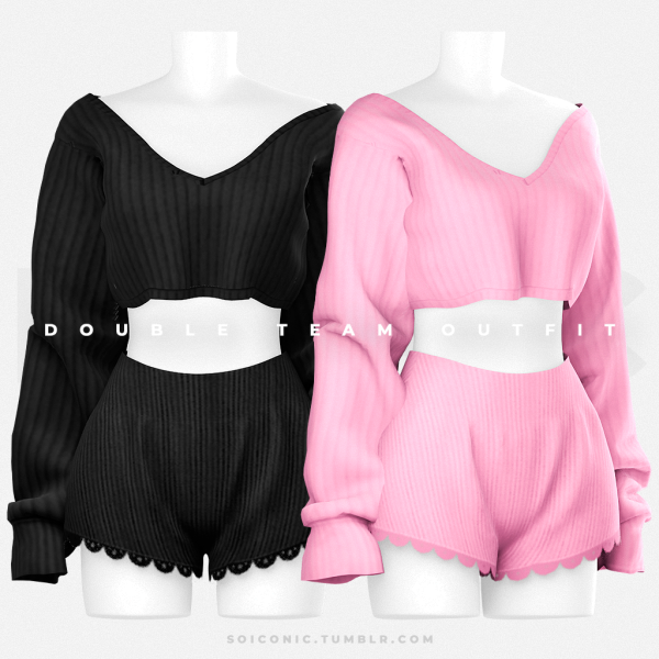 Alpha Double Team Outfit by simsfinds - The Sims 4 Custom Content