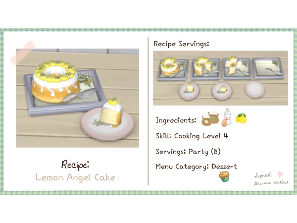 Maxis Match Lemon Angel Food Cake by littlbowbub - The Sims 4 Custom Content