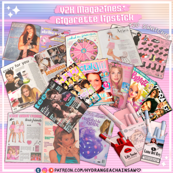 Alpha Y2K Dream Magazines Cigarette lipstick by hydrangeachainsaw - The Sims 4 Custom Content