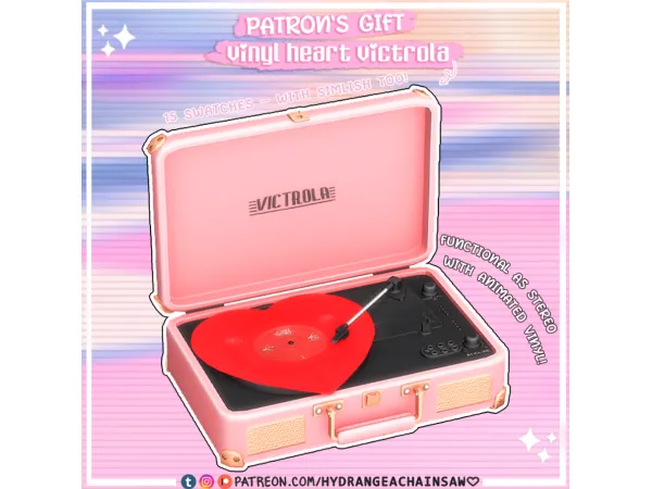 Mix Vinyl Heart Victrola (with animated vinyl) - The Sims 4 Custom Content