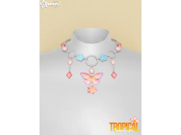 Alpha Tropical Summer Bead Necklace [213 Items] by Learxfl - The Sims 4 Custom Content