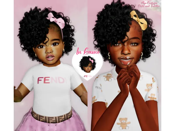 Alpha Mya Curly Fro for Toddler and Child sims by XxBlacksims - The Sims 4 Custom Content