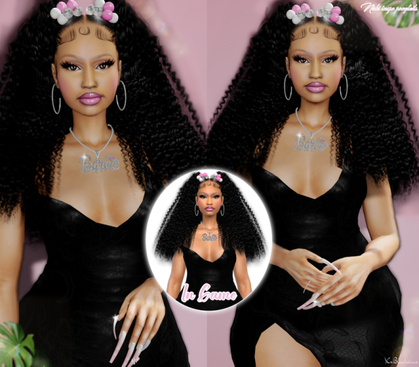 Alpha Nicki Minaj Barbie ponytails hair Inspo by simsfinds - The Sims 4 Custom Content
