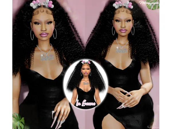 Alpha Nicki Minaj Barbie ponytails hair Inspo by XxBlacksims - The Sims 4 Custom Content