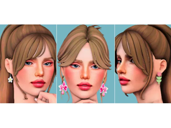 A 4t3 set of floral earrings conversions for - The Sims 3 Custom Content