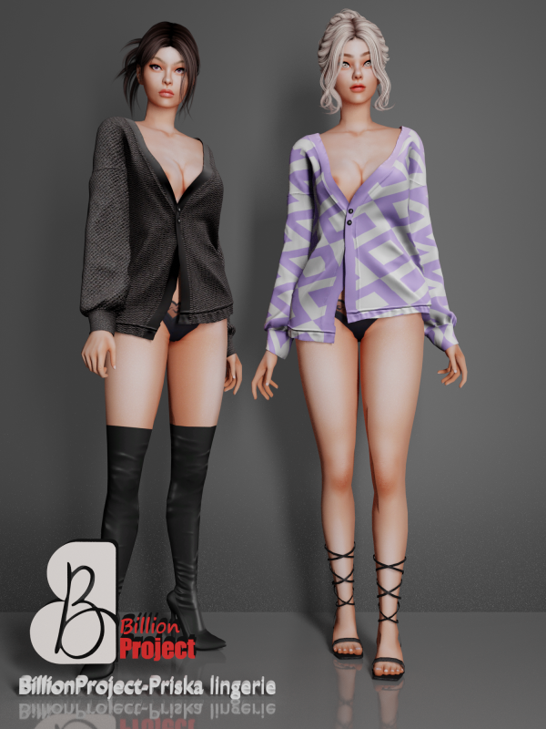 Alpha BillionProject Nina sexy cardigan by simsfinds - The Sims 4 Custom Content