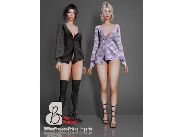 Alpha BillionProject Nina sexy cardigan by BillionProject666 - The Sims 4 Custom Content