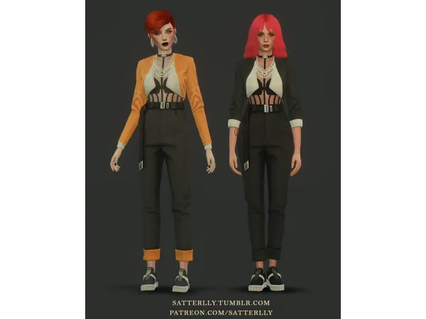 Alpha Cyberpunk 2077 Phantom Liberty Aurore Cassel outfit by satterlly - The Sims 4 Custom Content